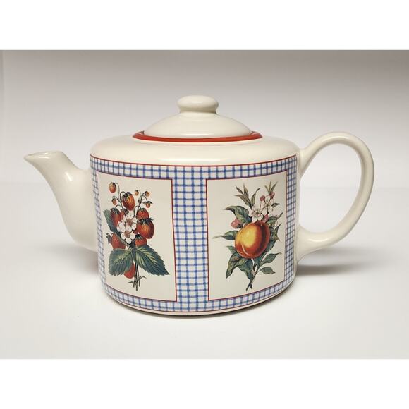 Hawthorne Manor Hallmark Design Collections Ceramic Teapot Fruit/Floral Pattern - Picture 6 of 11
